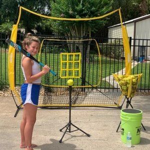 Baseball Softball Practice Set - 7 by 7 Feet Net with Strike Zone